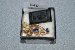 9cT Gold Art Nouveau Pendent & Chain and a Whitby