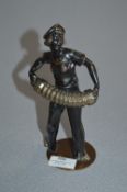 Art Deco Bronze Painted Figurine - Lady with Conce