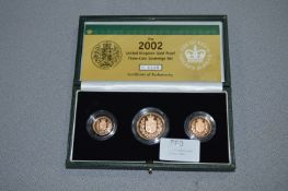 2002 UK Gold Proof Three Coin Sovereign Set in Pre