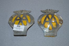 Two Chrome AA Grill Badges