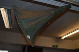 Large Green Metal Gramophone Horn