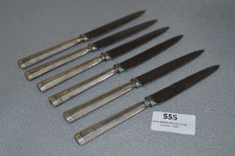 Set of Six Silver Handled Knives - Sheffield 1939