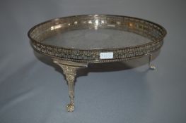 Large Silver Plated Tray on Lions Feet Tripod Stan
