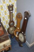 Three Wall Mounted Banjo Barometers