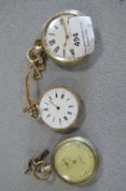 Two Silver and One Chrome Pocket Watches