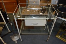Glass Topped Tubular Metal Medical Trolley with Dr
