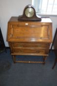 Oak Two Drawer Bureau with Barley Twist Supports