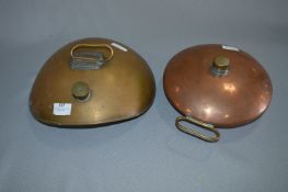Brass Coachman's Belly Warmer and a Traveler's Hot Water Bottle
