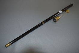 Brass Topped Walking Cane with Compass and Spirit