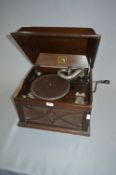 HMV Oak Cased Wind Up Gramophone