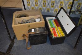 Cine Film Projector, Camera and Reels of Film Cart