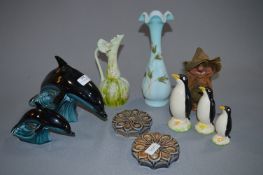 Poole Dolphins, Victorian Glass Painted Glass Vase