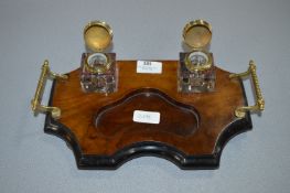 Walnut & Brass Ink Stand