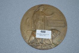 WWI Deadman's Penny Death Plaque 