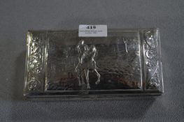 Hallmarked Silver Cigarette Box with Embossed Hunt