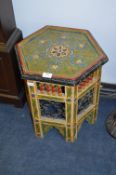 Indian Painted Hexagonal Topped Occasional Table