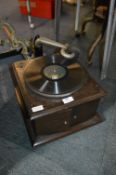 Oak Cased Wind Up Tabletop Gramophone