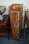 African Carved Wood Floor Standing Lamp
