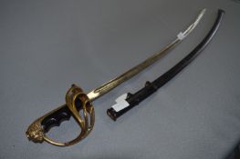20th Century Naval Sword with Lion Head Handle