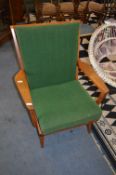 Teak Framed Armchair with Cushioned Seats
