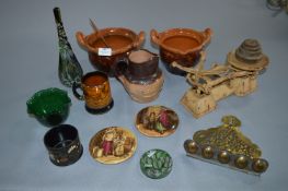 Stoneware Jug, Cooking Pots, Pipe Rack, Pot Lids,