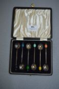 Set of Six Silver Coffee Spoons with Beads - Birmi