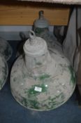Pair of Green Enamel Industrial Light Fittings 18