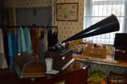 Thomas Edison Standard Phonograph and a Box of Pho