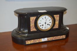 Black Slate & Marble Effect Mantel Clock with Japy
