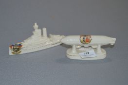 Crested Ware - WWI Battle Ship Queen Elizabeth an