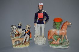 Group of Three Staffordshire Flatback Figurines