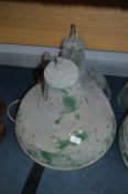 Pair of Green Enamel Industrial Light Fittings 18