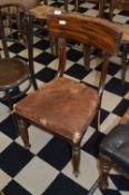 Georgian Mahogany Barback Dining Chair with Leathe