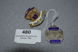 Two Enameled Badges - One Silver Long Service Oper