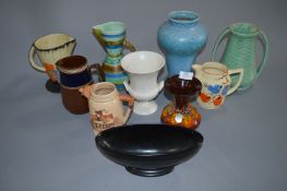 Art Deco and Other Pottery Jugs and Vases