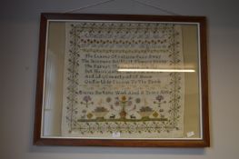 Large Framed Needlework Sampler by Emma Burton age