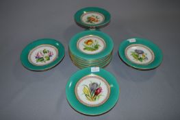 Green & Gilt Victorian Dinnerware with Hand Painte