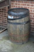 Large Metal Bound Oak Barrel