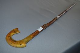 Walking Stick with Carved Salmon Handle