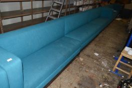 *Three Section Blue Bar Seating Unit with Upholste