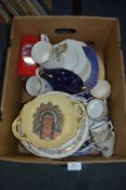 Box Containing Dinnerware, Ornaments, Mugs, Commem