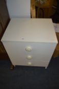 White Three Drawer Bedside Cabinet