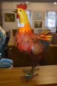 *Painted Metal Garden Ornament - Cockerel