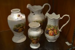 Aynsley Pottery Orchard Gold - Two Jugs, Two Vases