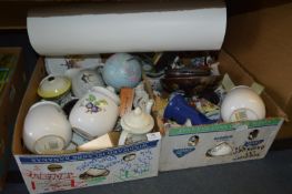 Two Boxes Containing Pottery, Terrestrial Globe, C