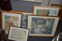 Selection of Large Framed Prints Including Claude