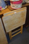 Two Folding Beech Side Tables