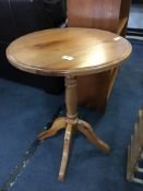 Circular Pine Occasional Table on Pedestal Base
