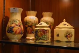 Aynsley Pottery Orchard Gold - Three Vases and Two