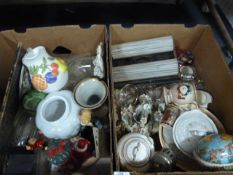 Two Boxes Containing Victorian Ink Well, Pottery S